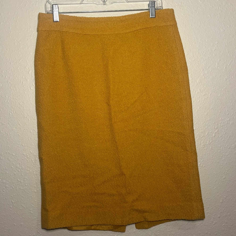 J. Crew Lined Mustard Pencil Skirt, Size 10